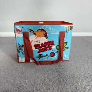 Trader Joe's Blue and Brown Tote Bag